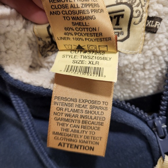 CE Schmidt Workwear Jacket Womens XL Blue Fleece Sherpa Lined‎ Full Zip Hoodie - Picture 6 of 8